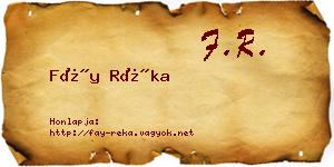 Fáy Réka névjegykártya